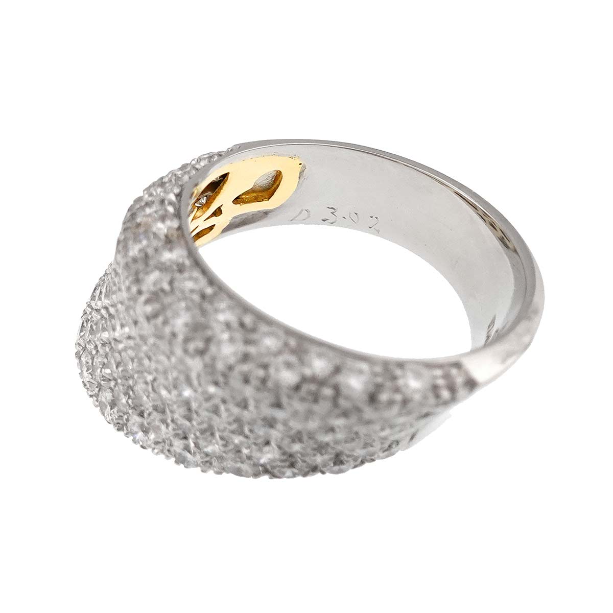 Diamond 3.02ct Ring Pt 18K YG 750 Size6.5-6.75(US)