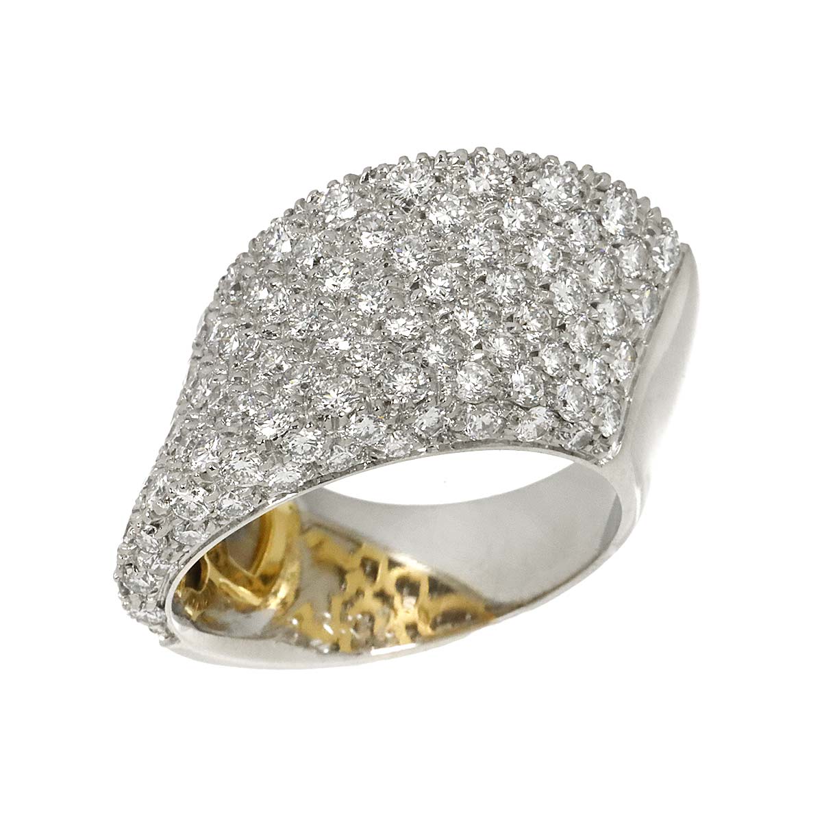 Diamond 3.02ct Ring Pt 18K YG 750 Size6.5-6.75(US)