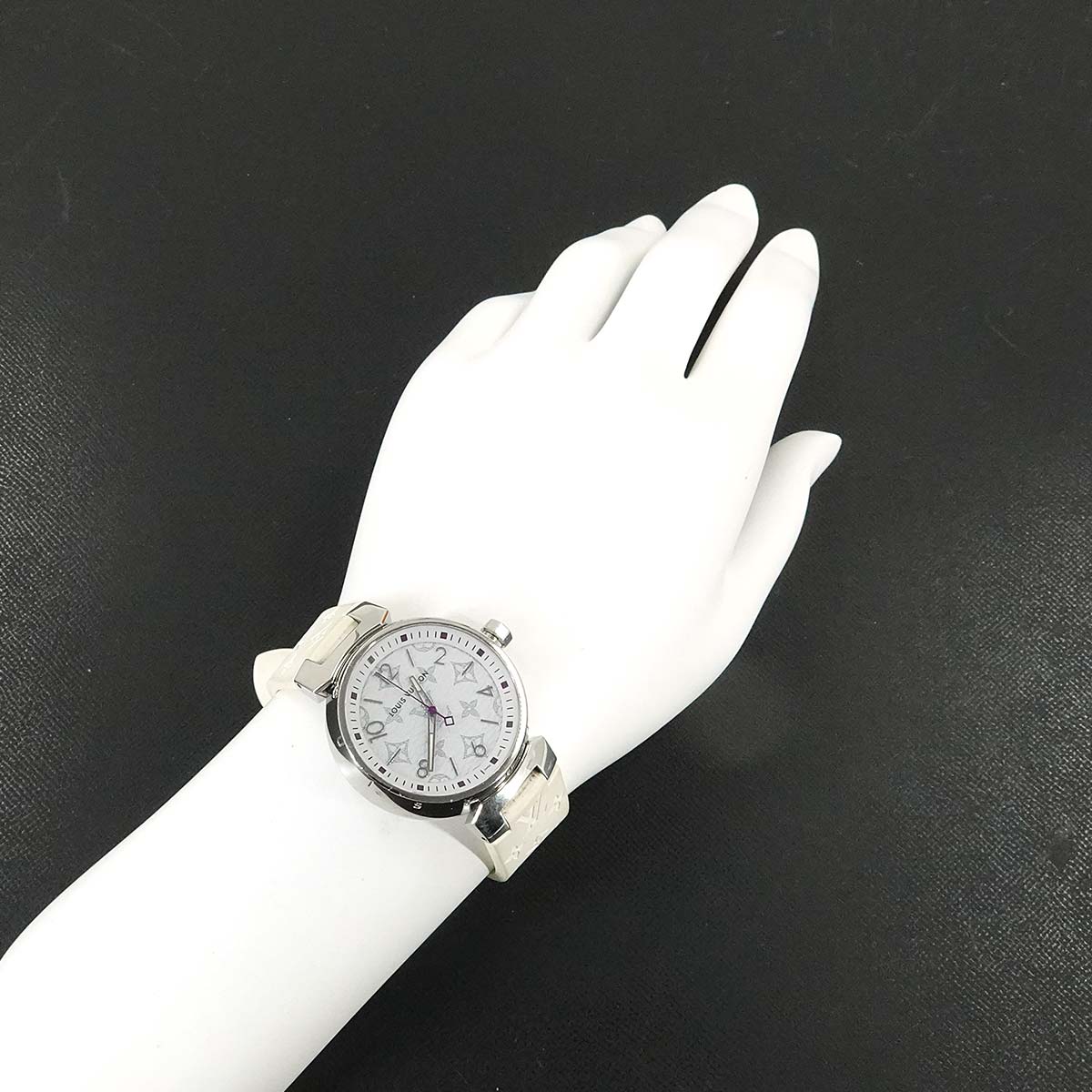 Tambour MM QA116 Quartz Monogram White Dial Ladies