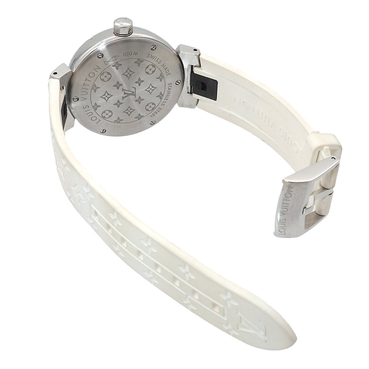 Tambour MM QA116 Quartz Monogram White Dial Ladies