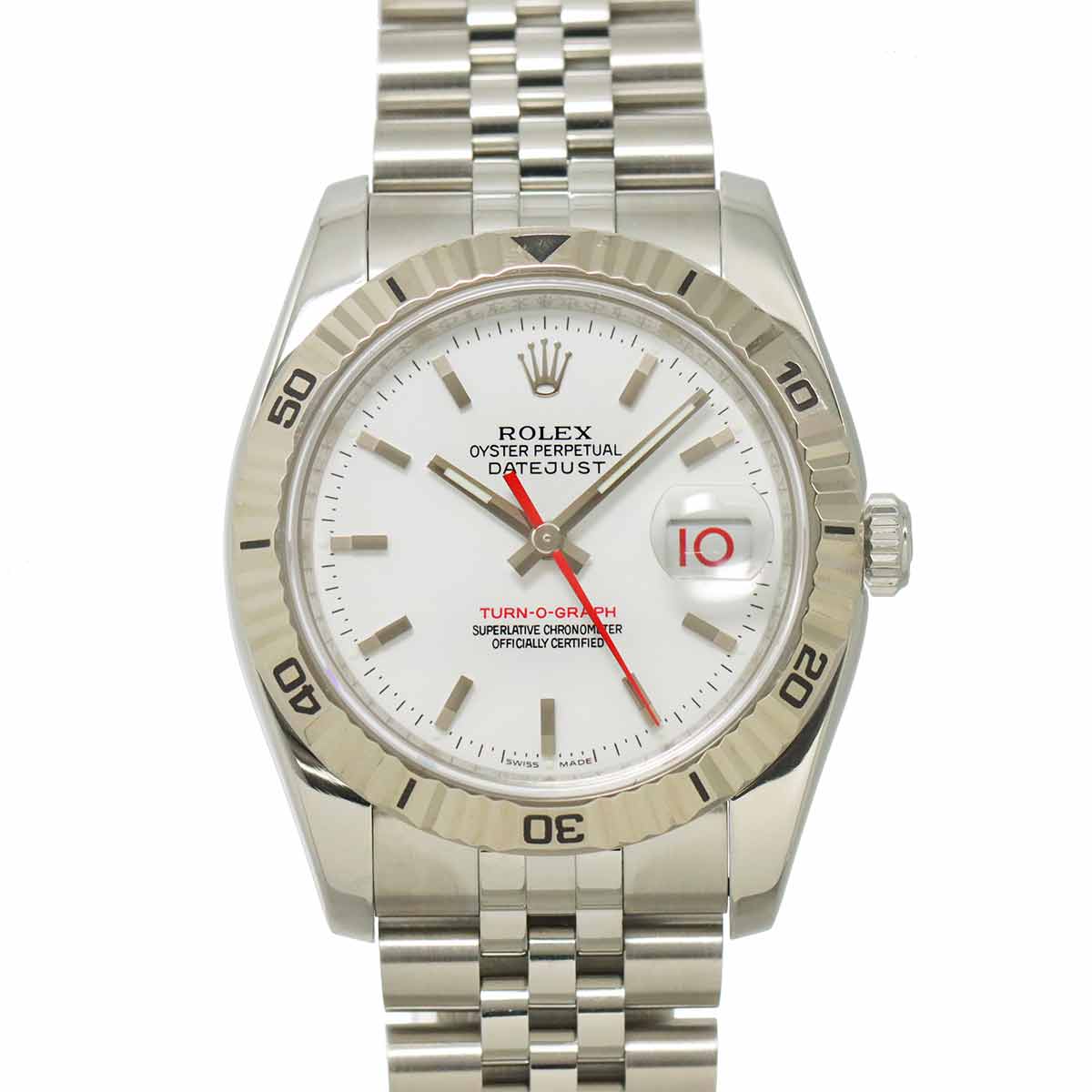 Datejust Turnograph 116264 Serial F 750 K18WG White Dial Mens