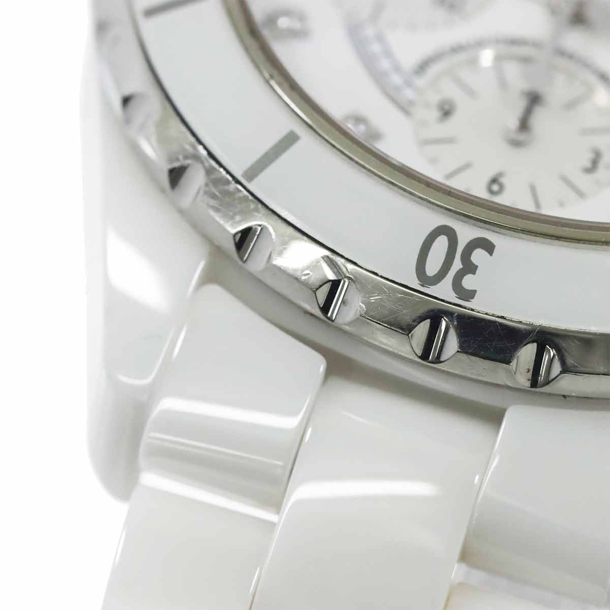 J12 Chronograph H2009 9P Diamond Date White Dial Mens Watch