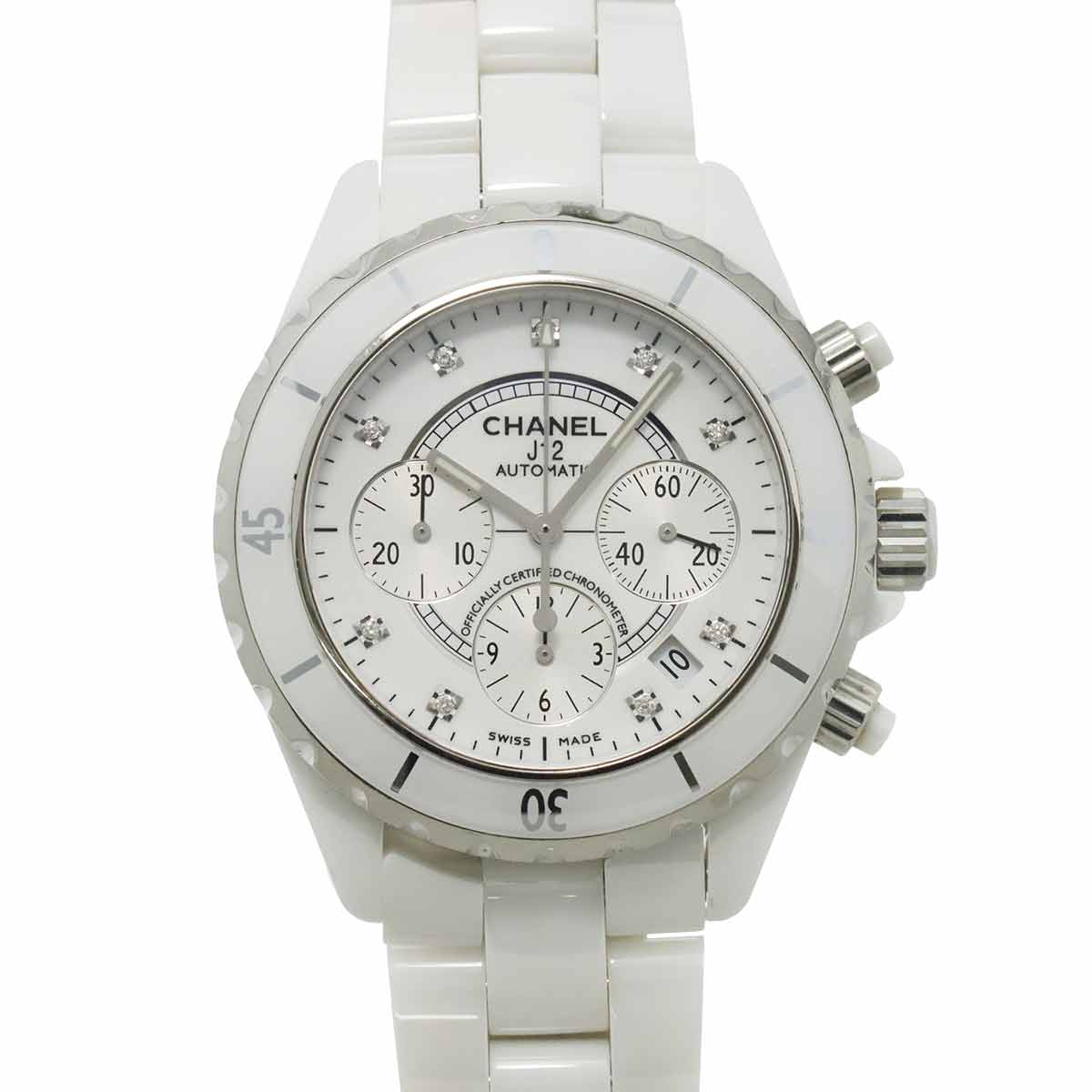 J12 Chronograph H2009 9P Diamond Date White Dial Mens Watch