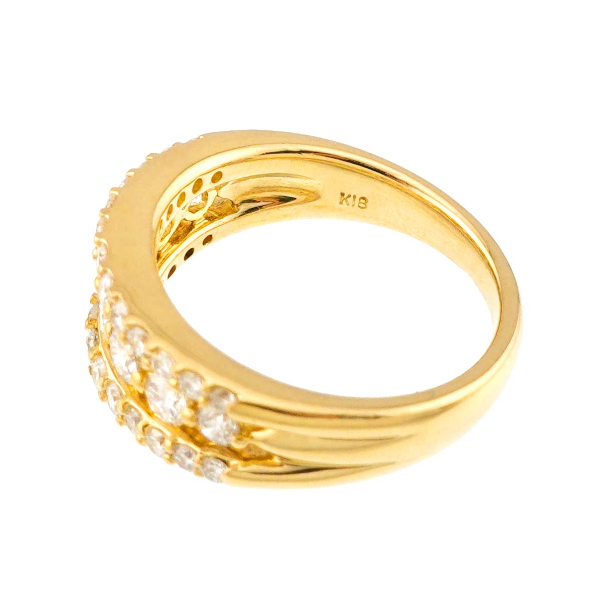 Diamond 1.02ct Ring 18K YG Yellow Gold 750 Size6(US)