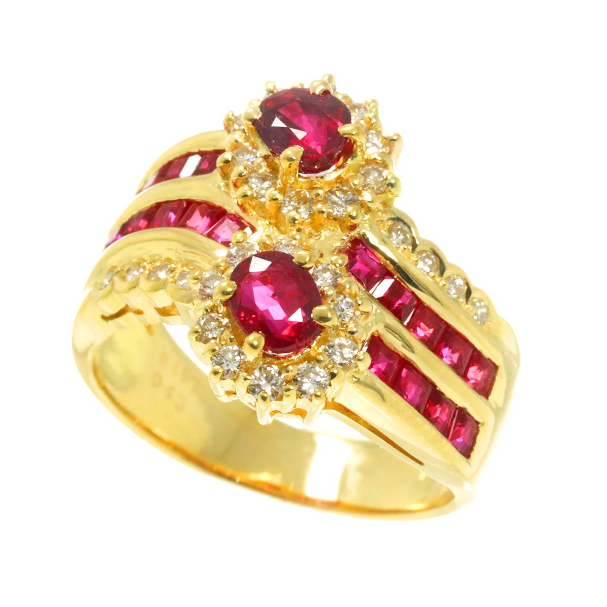 Ruby 1.97ct Diamond 0.43ct Ring 18K YG size5.25(US)