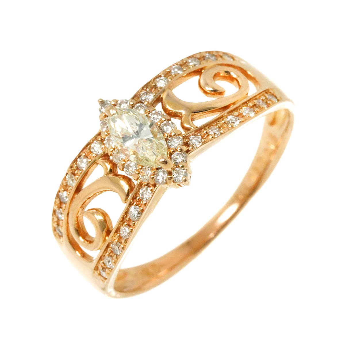 Diamond 0.213ct/0.18ct Ring 18K PG Pink Gold 750 Size5.75-6(US)