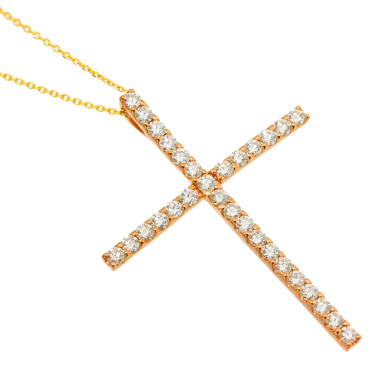 Diamond 1.00ct Necklace 18K K18 PG YG Pink Yellow Gold
