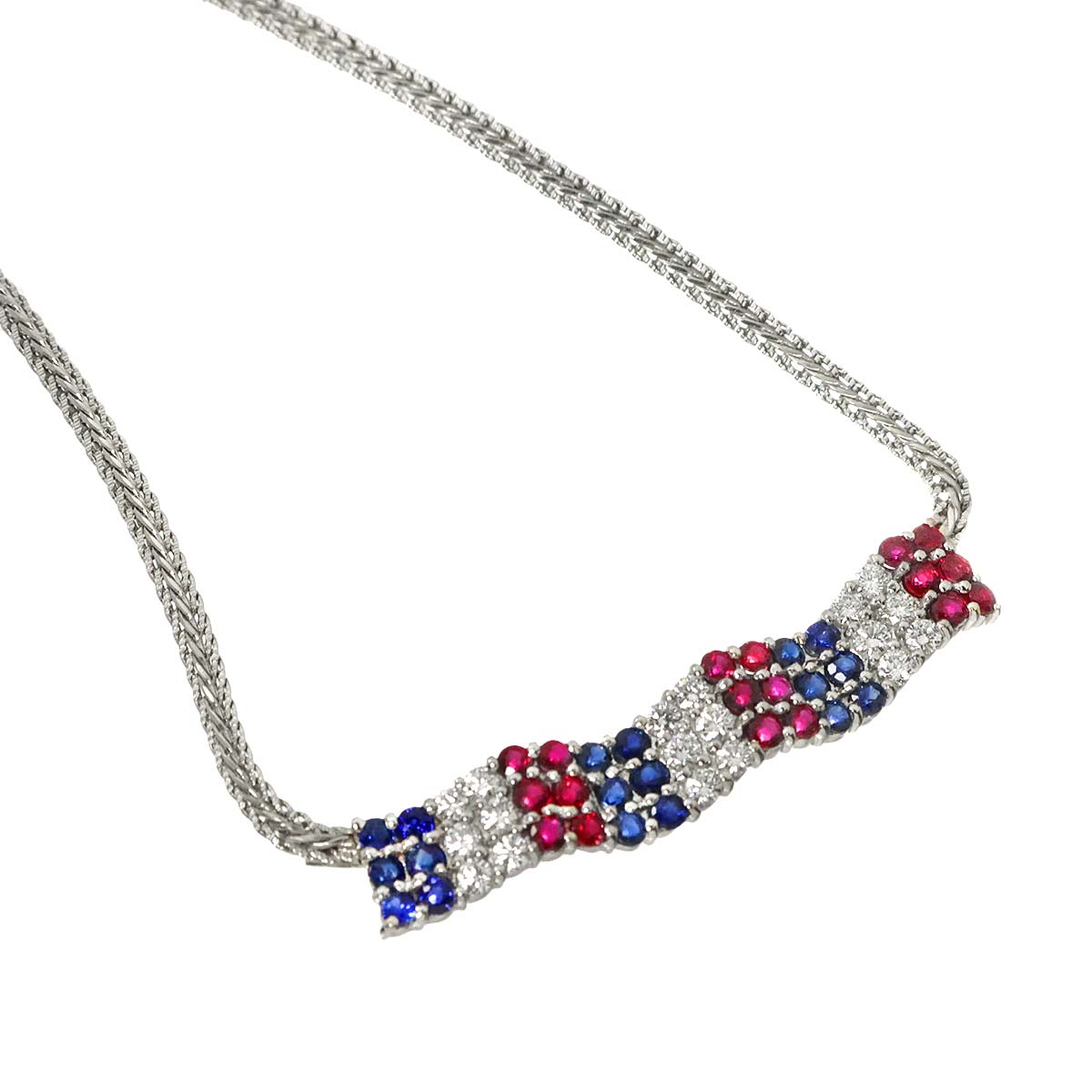 Diamond Sapphire Ruby Necklace Pt