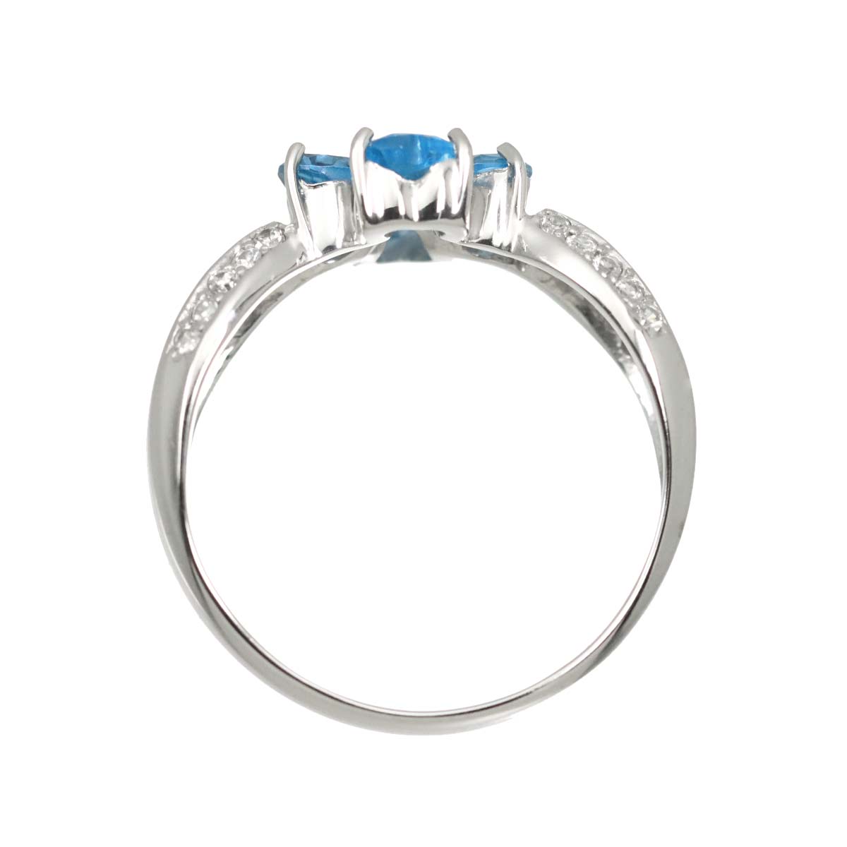 Blue Topaz Diamond Ring 10K K10 WG White Gold 416 size5.75-6(US)