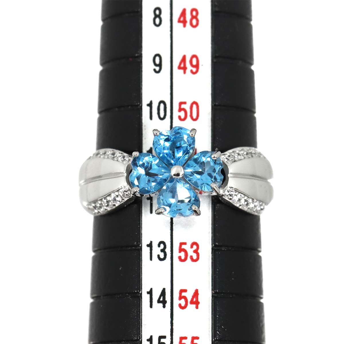 Blue Topaz Diamond Ring 10K K10 WG White Gold 416 size5.75-6(US)