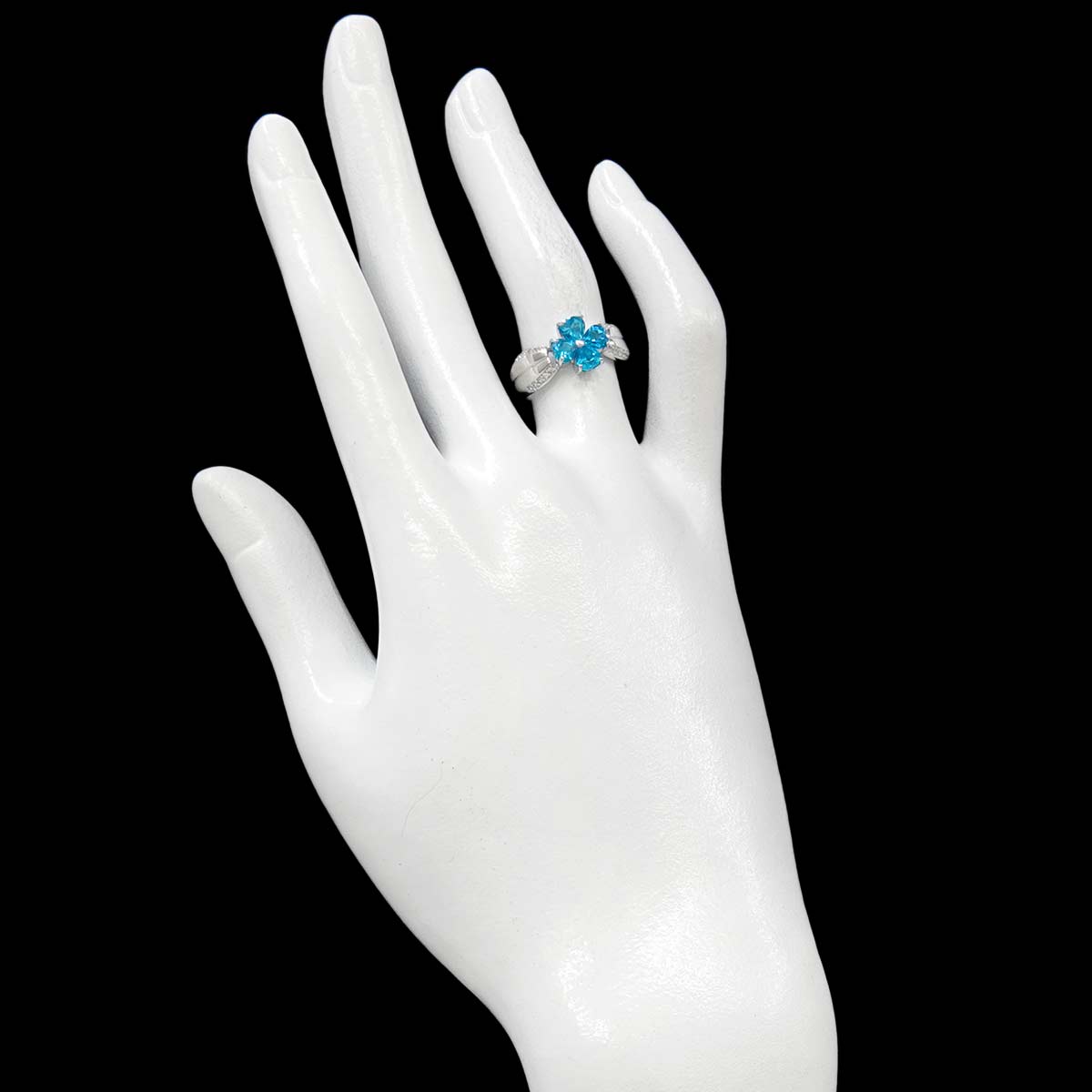 Blue Topaz Diamond Ring 10K K10 WG White Gold 416 size5.75-6(US)