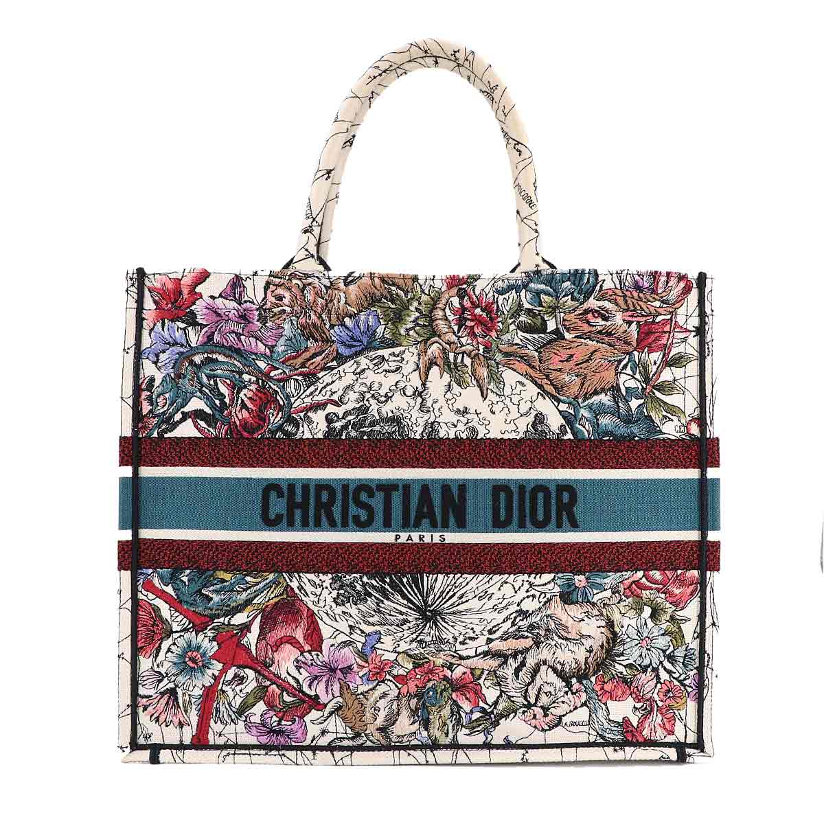 Toile De Jouy Book Tote Large Bag Canvas Multicolor