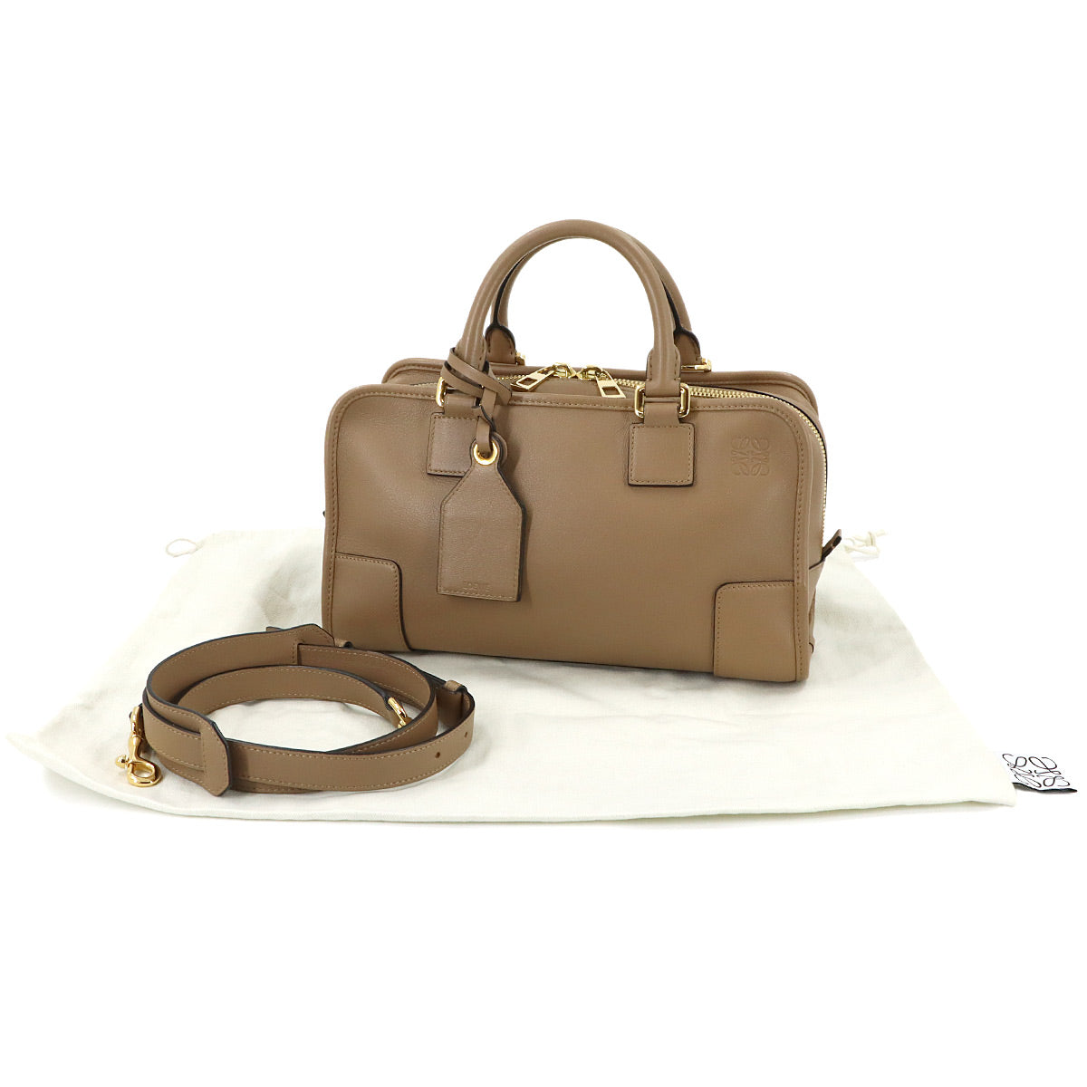 Amazona 28 2way Hand Shoulder Bag Leather Brown Anagram Purse