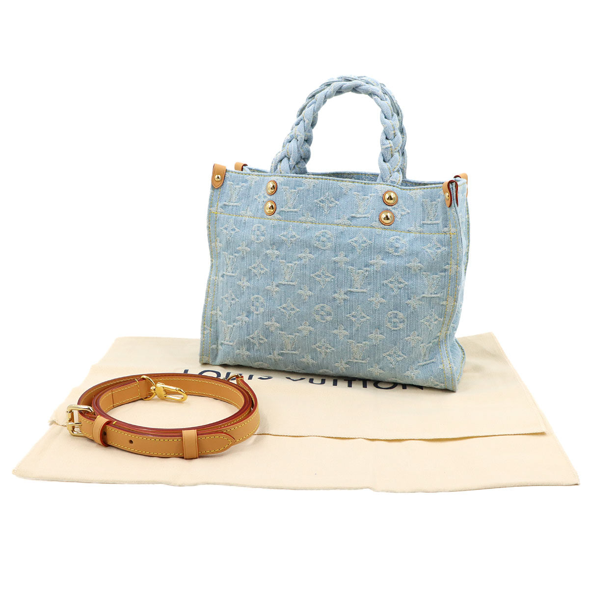 Monogram Denim Let Go Hand Shoulder Bag Sky Blue M24897