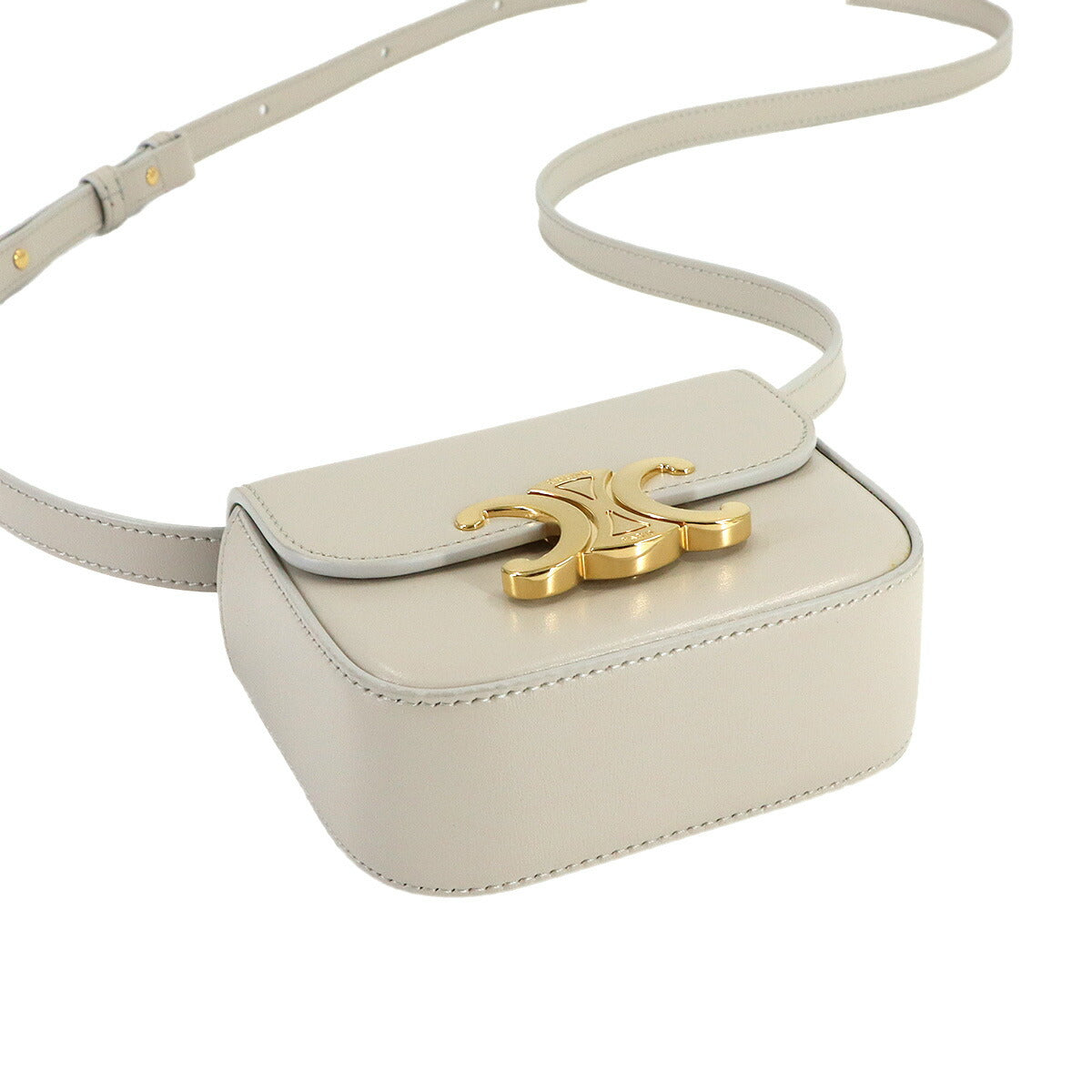 Triomphe Claude Mini Shoulder Bag Leather White 10I513DPV