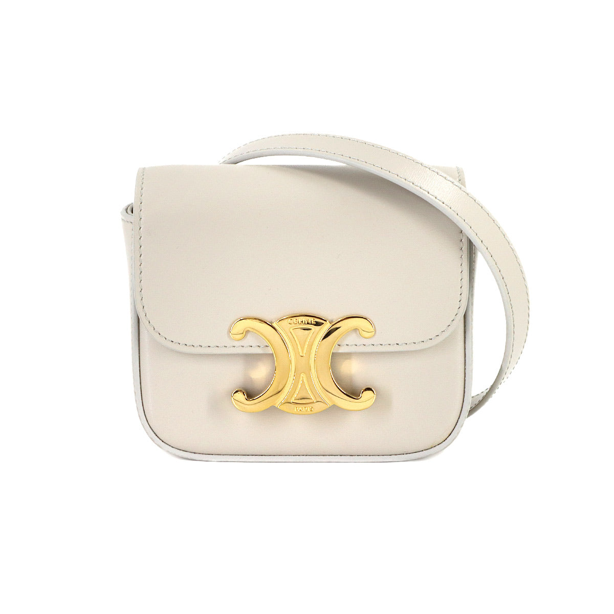 Triomphe Claude Mini Shoulder Bag Leather White 10I513DPV