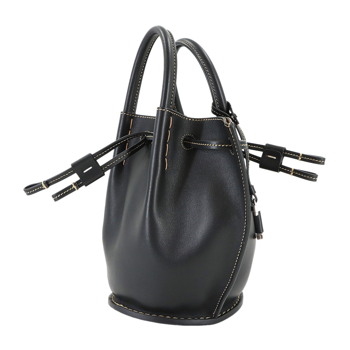 T Timeless Bucket Mini Hand Shoulder Bag Leather Black