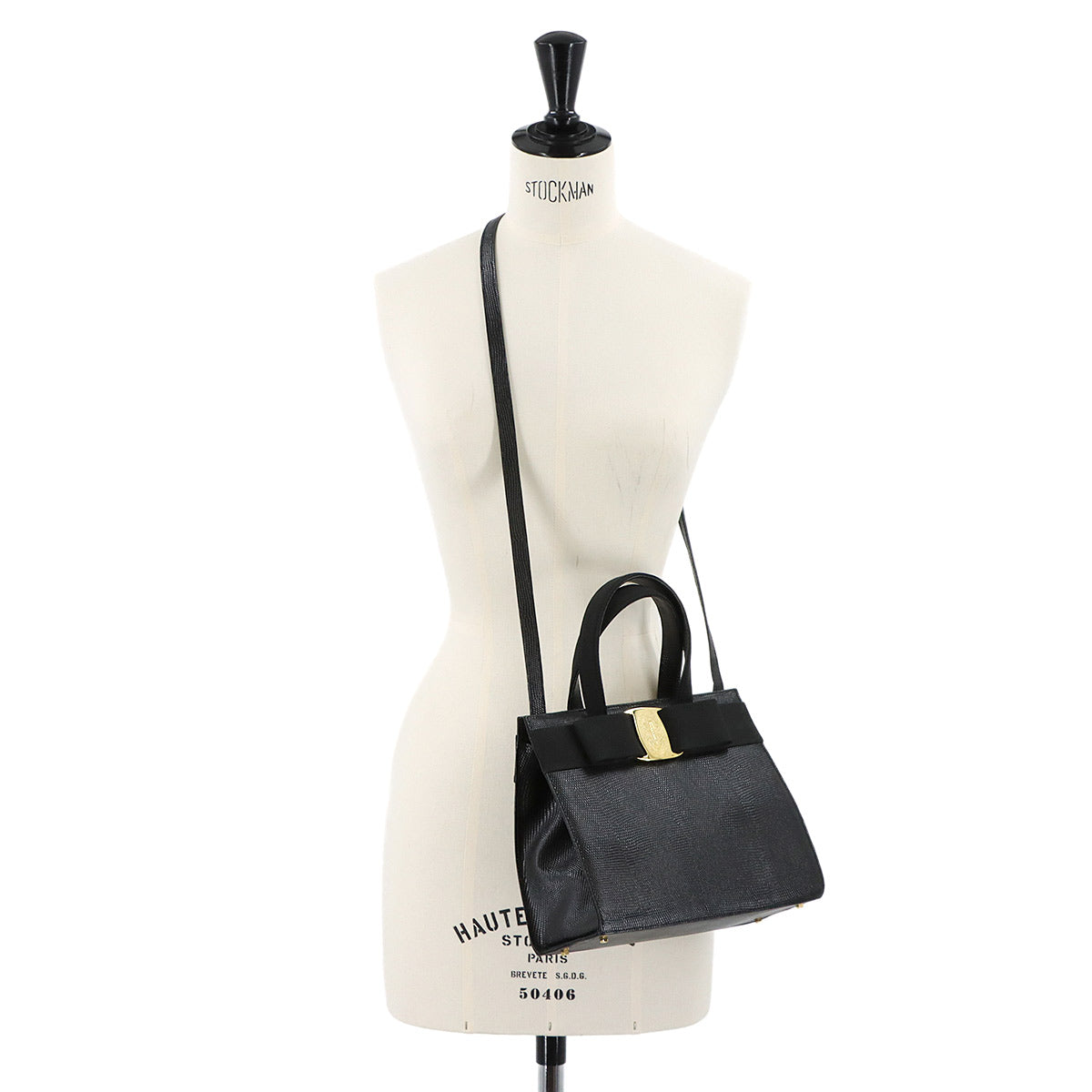 Vara 2way Hand Shoulder Bag Leather Black Purse