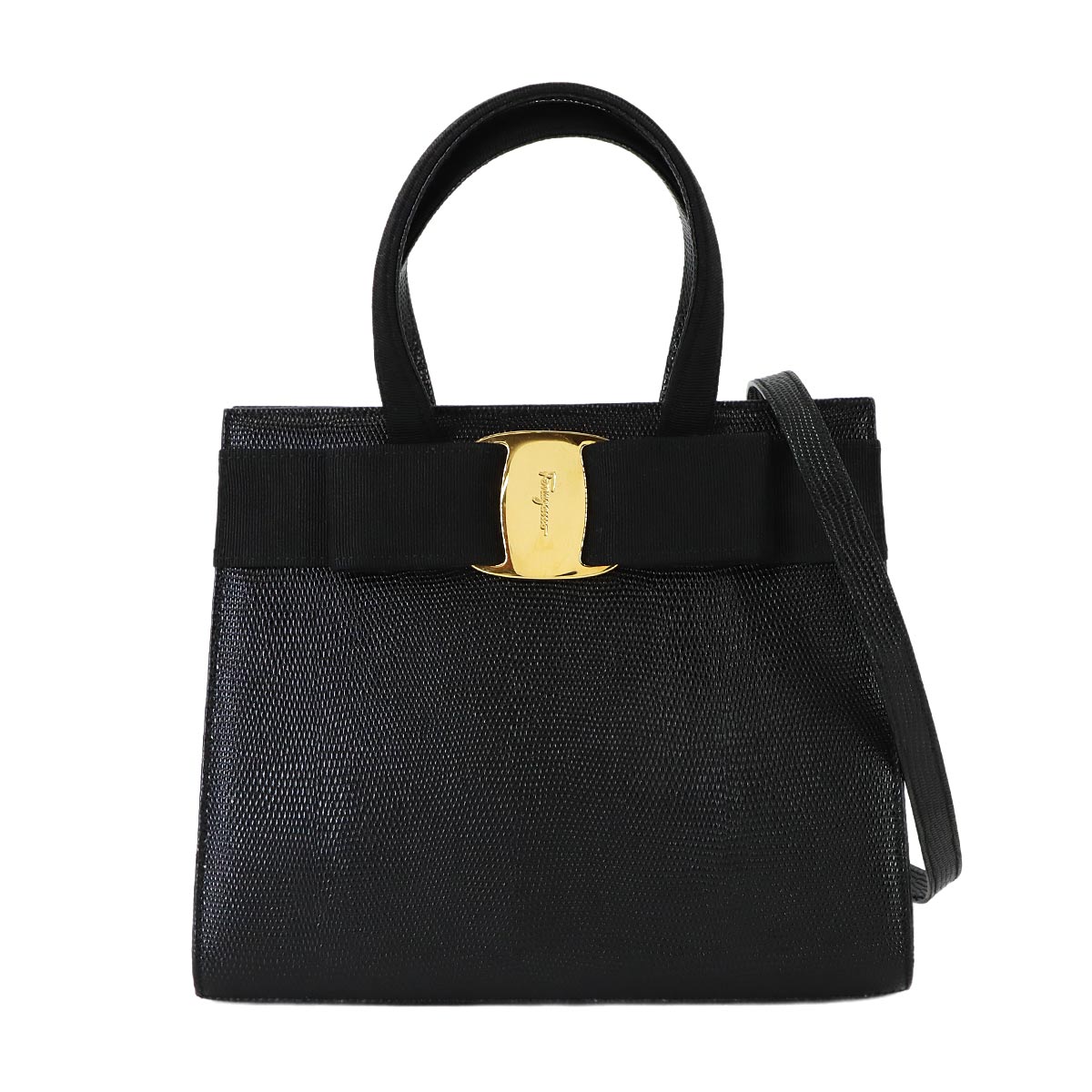 Vara 2way Hand Shoulder Bag Leather Black Purse