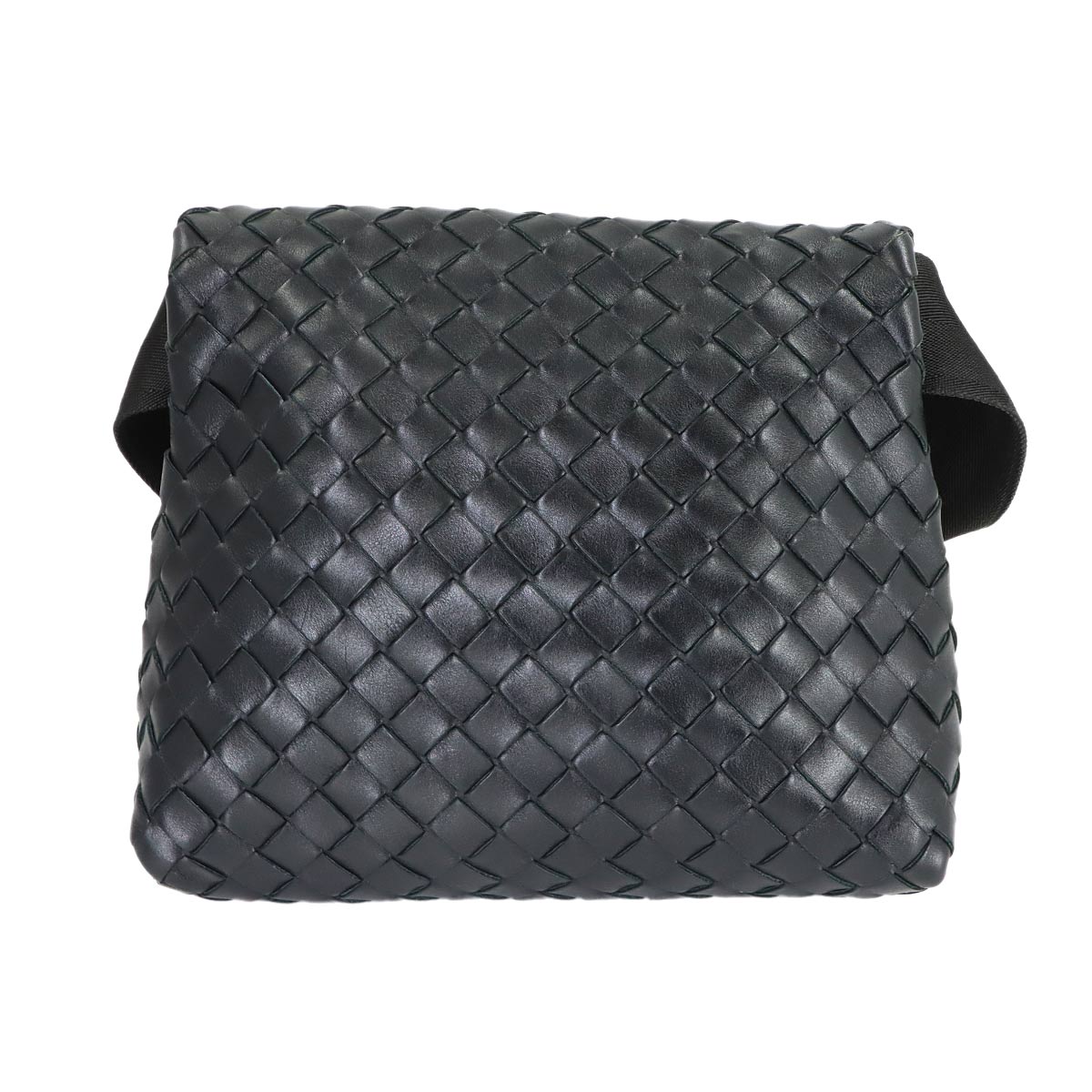 Intrecciato Shoulder Bag Leather Black Purse