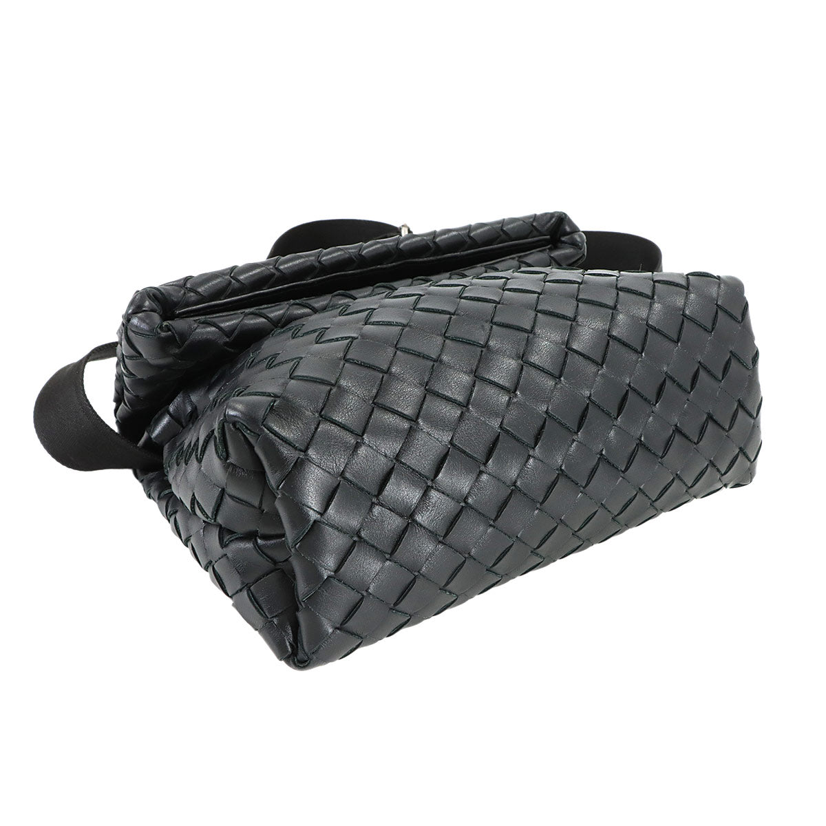 Intrecciato Shoulder Bag Leather Black Purse