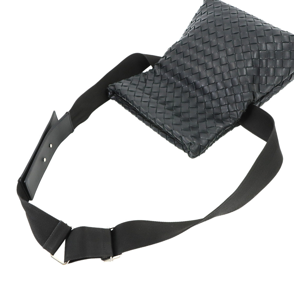 Intrecciato Shoulder Bag Leather Black Purse