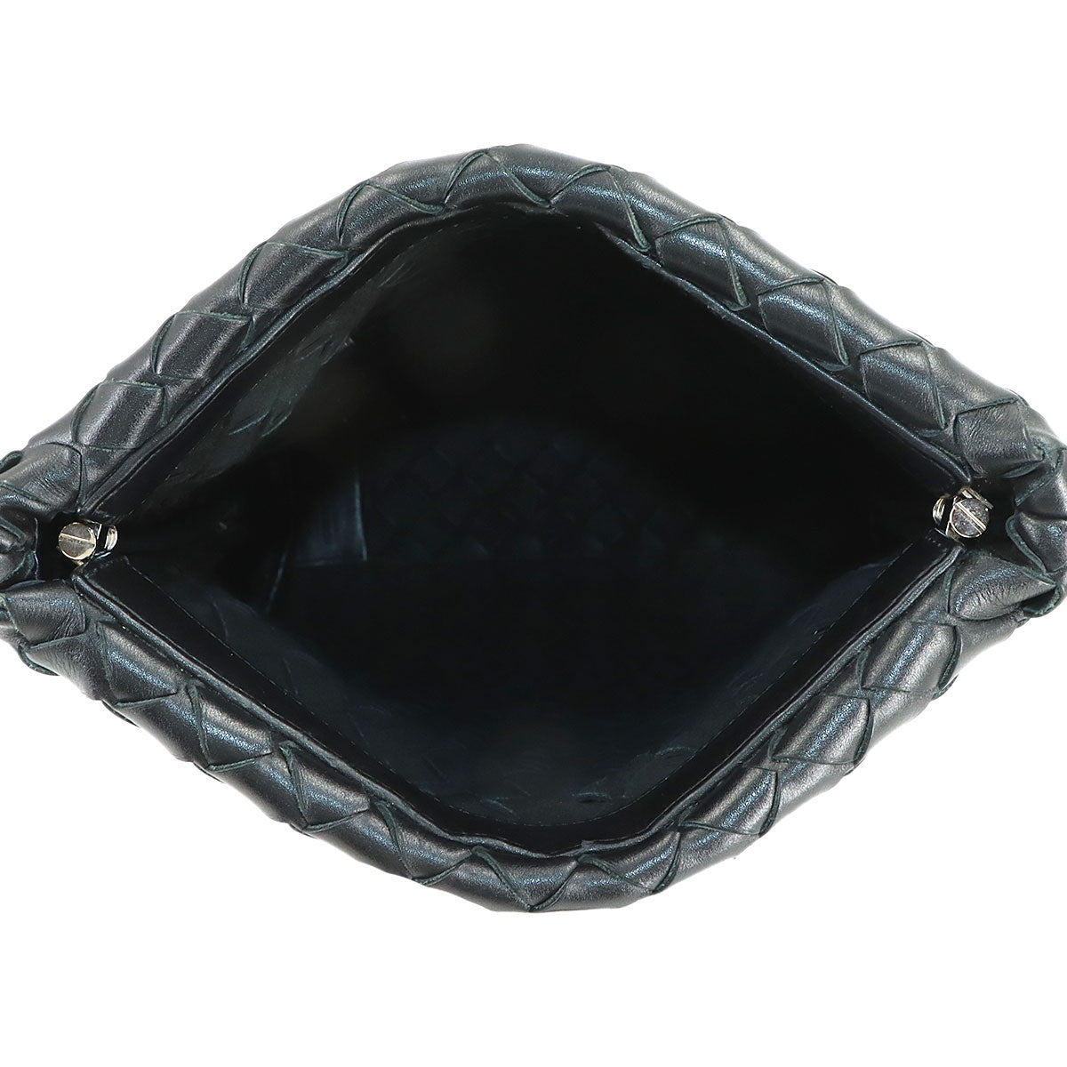 Intrecciato Shoulder Bag Leather Black Purse