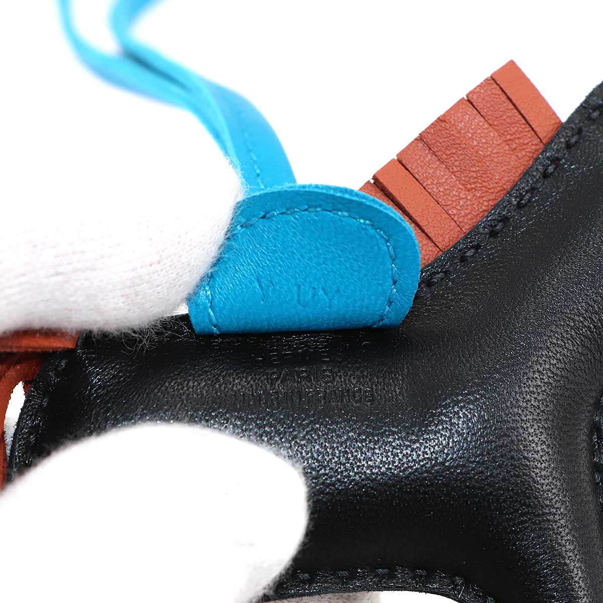 Rodeo PM Bag Charm Agneau Milo Black Gold Blue Zanzibar