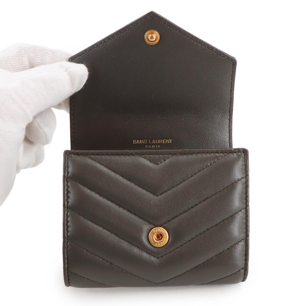 Cassandra Wallet Leather Gray 692061 Compact Purse