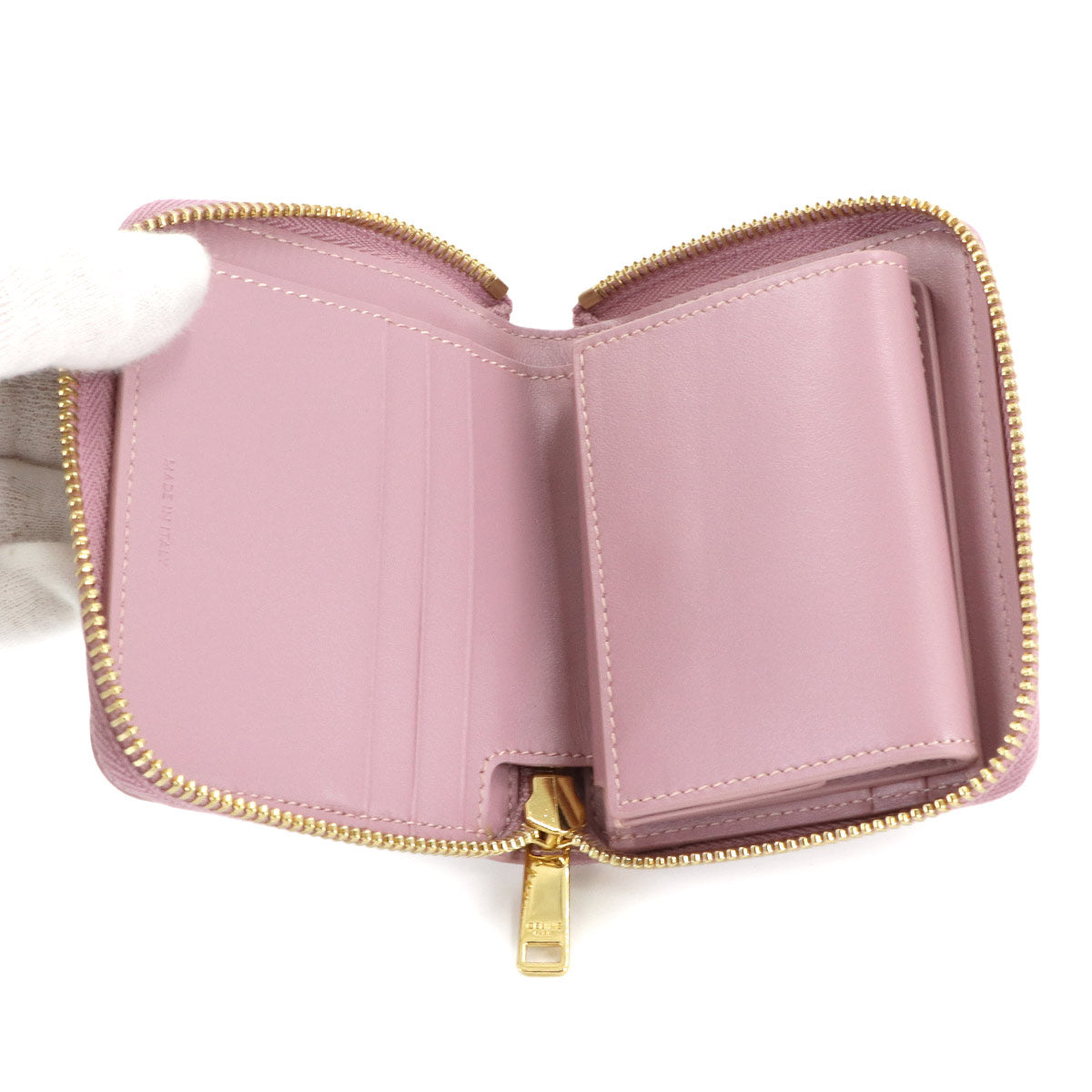 Small Zipped Compact Wallet Leather Pink 10L203BEL