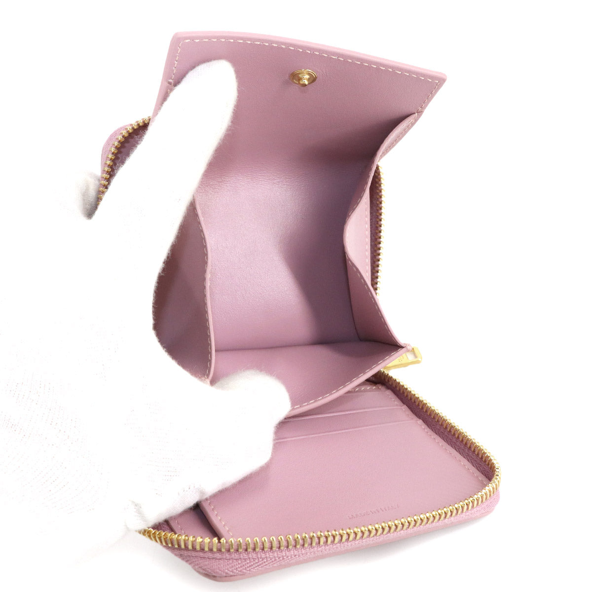 Small Zipped Compact Wallet Leather Pink 10L203BEL