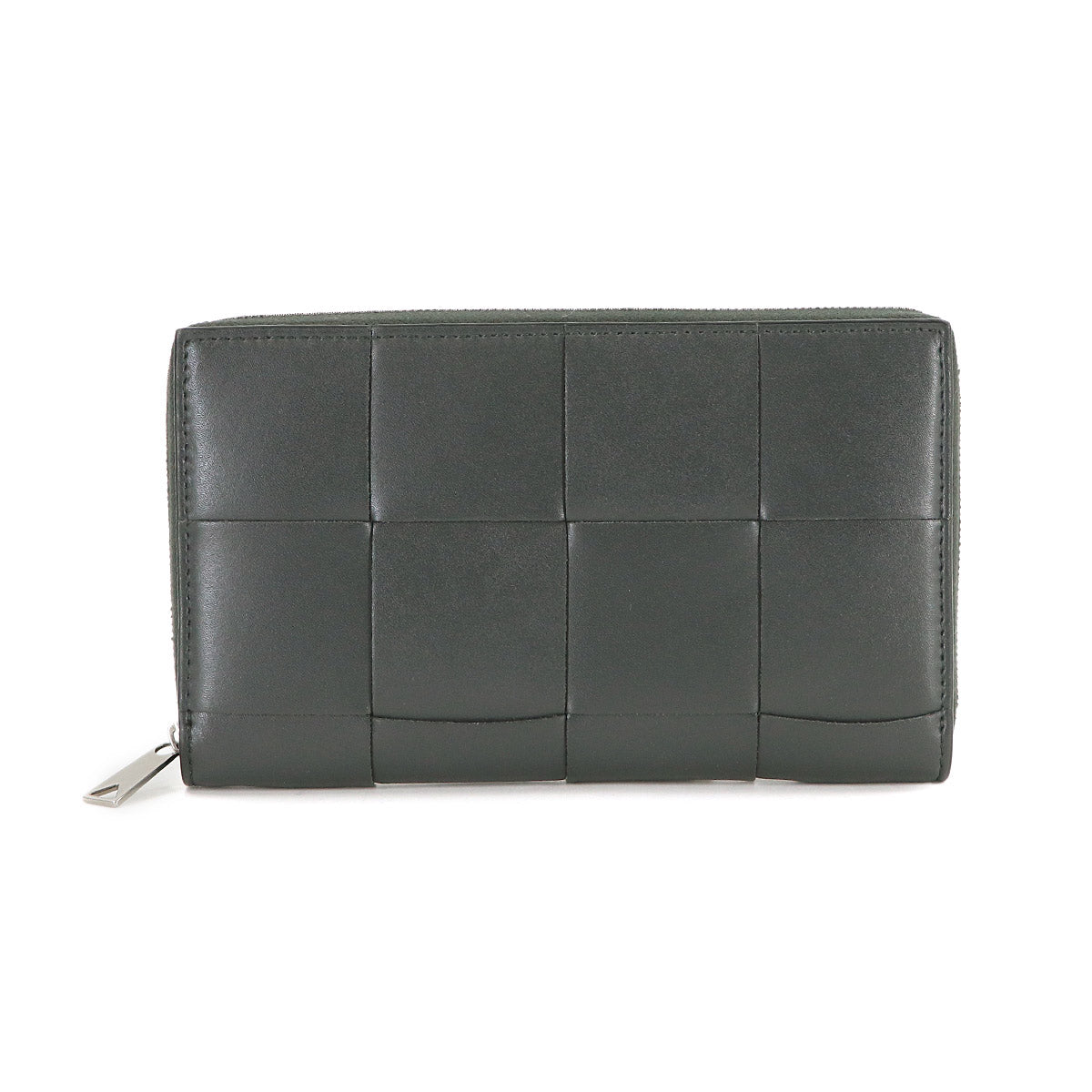Intrecciato Cassette Zipped Around Wallet Leather Gray