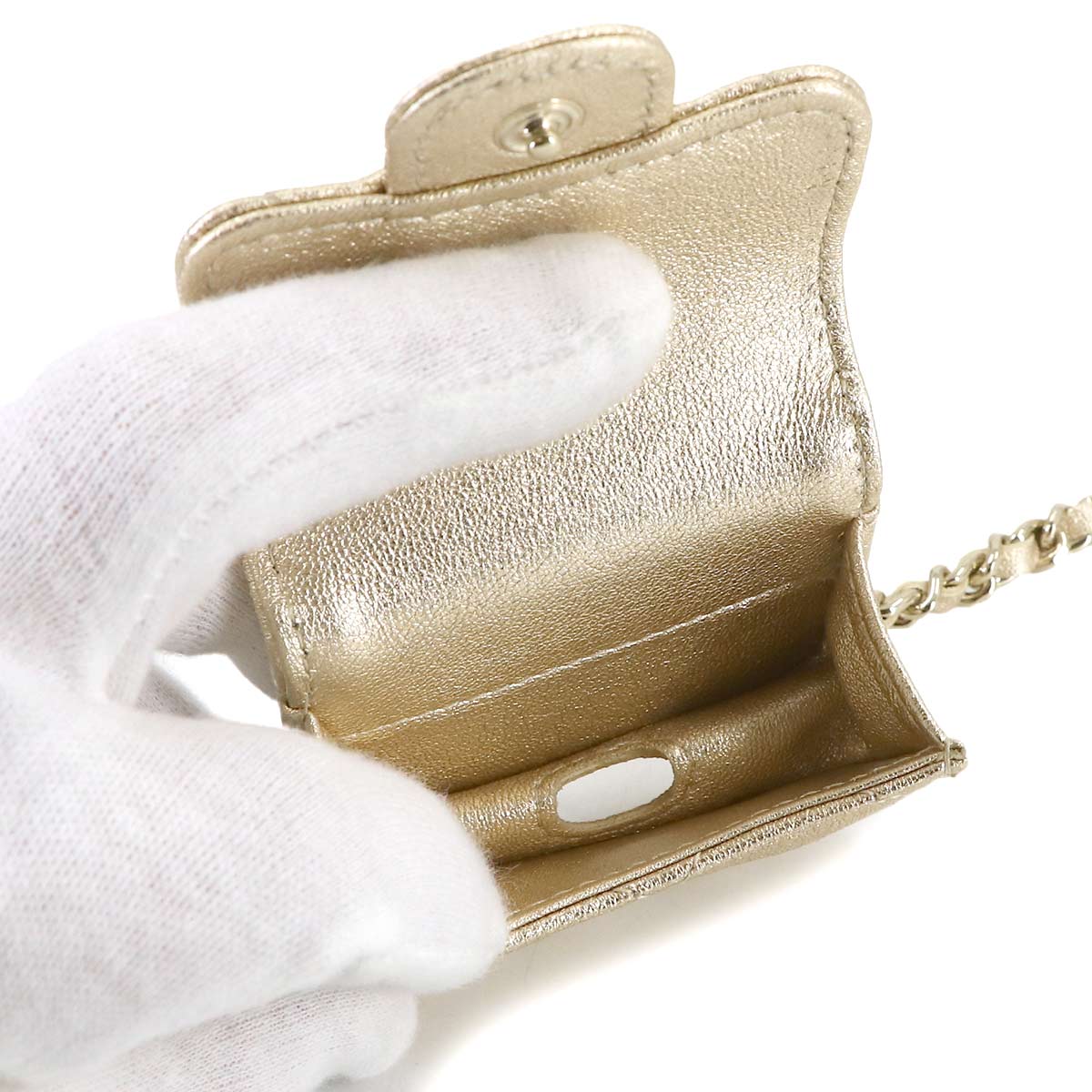 Matelasse Coin Purse AirPods Pro Case Leather Gold
