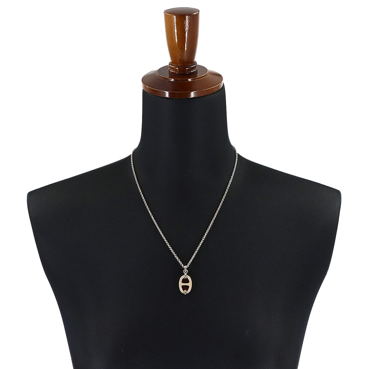 HERMES Mini Maillon PM Chain Necklace Marron Grace silver Accessory