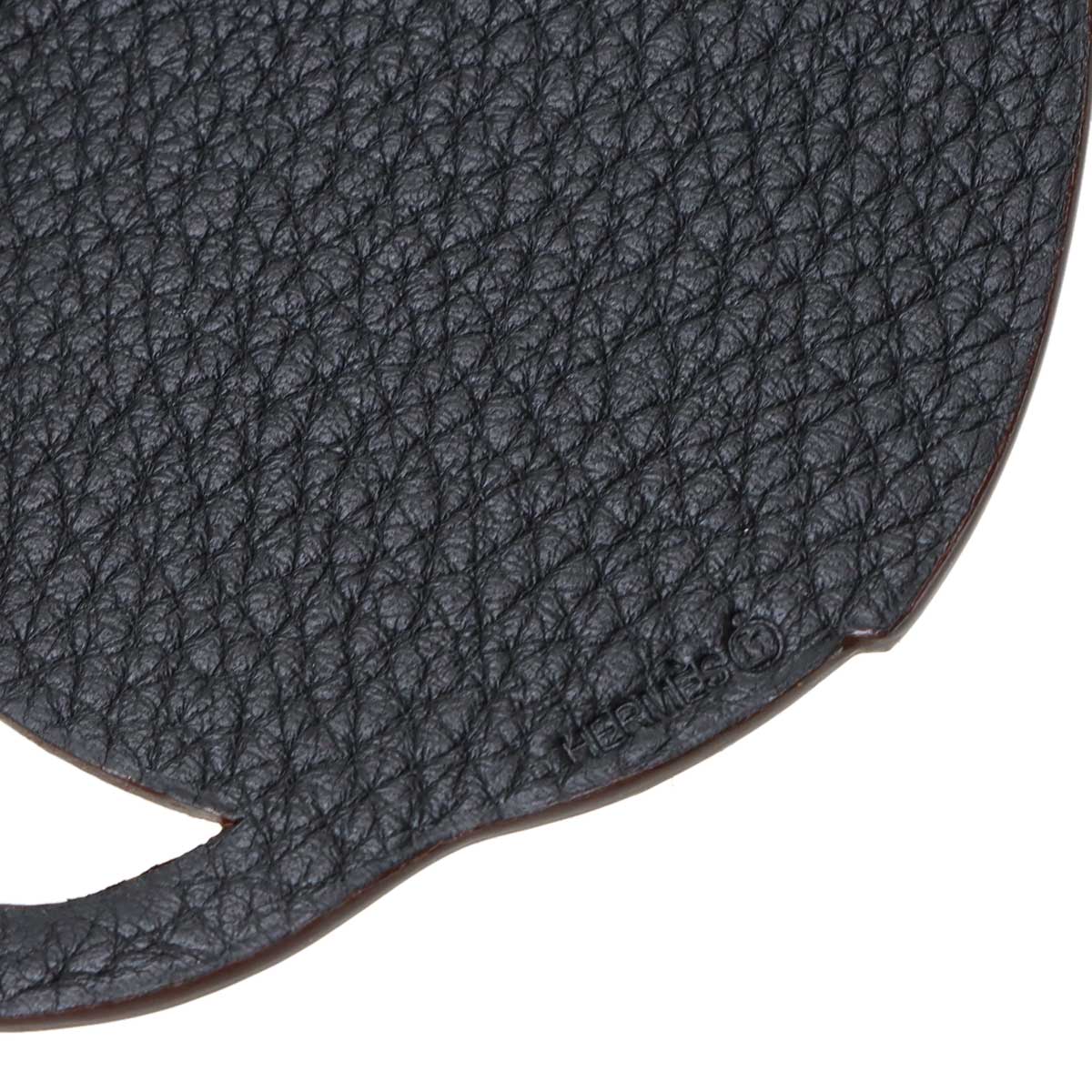 Petit H Teapot Bag Charm Epsom Togo Brique Black