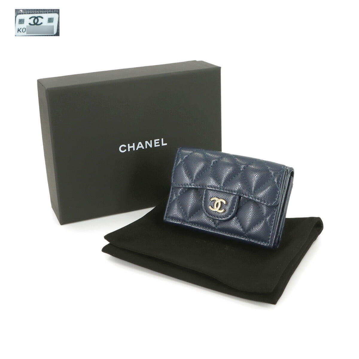 Matelasse Compact Wallet Leather Navy AP0230 Purse