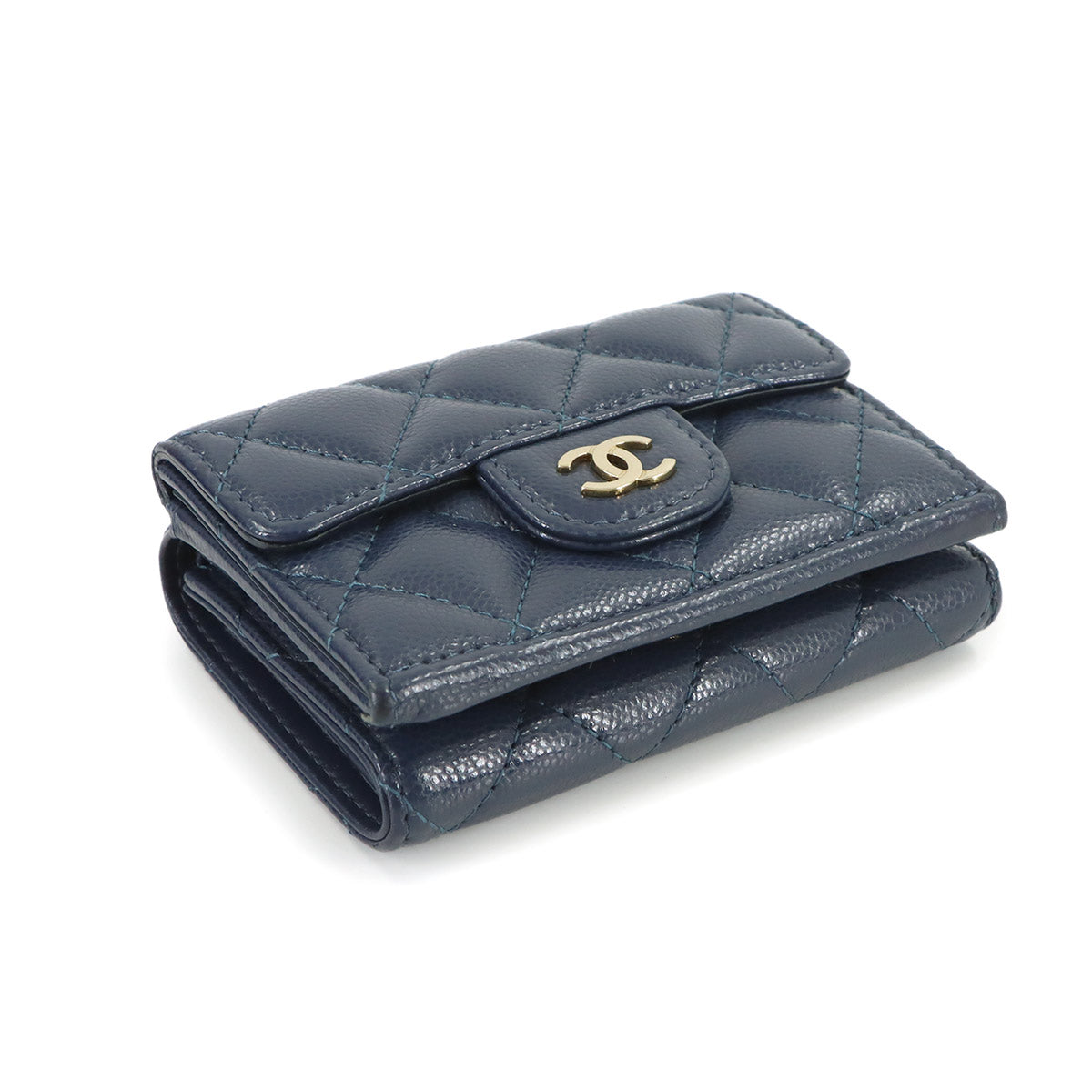 Matelasse Compact Wallet Leather Navy AP0230 Purse