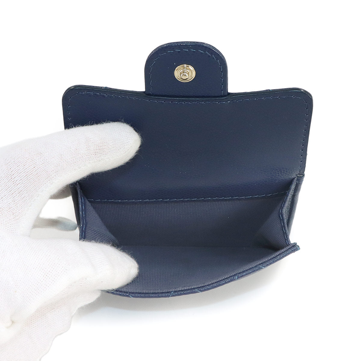 Matelasse Compact Wallet Leather Navy AP0230 Purse