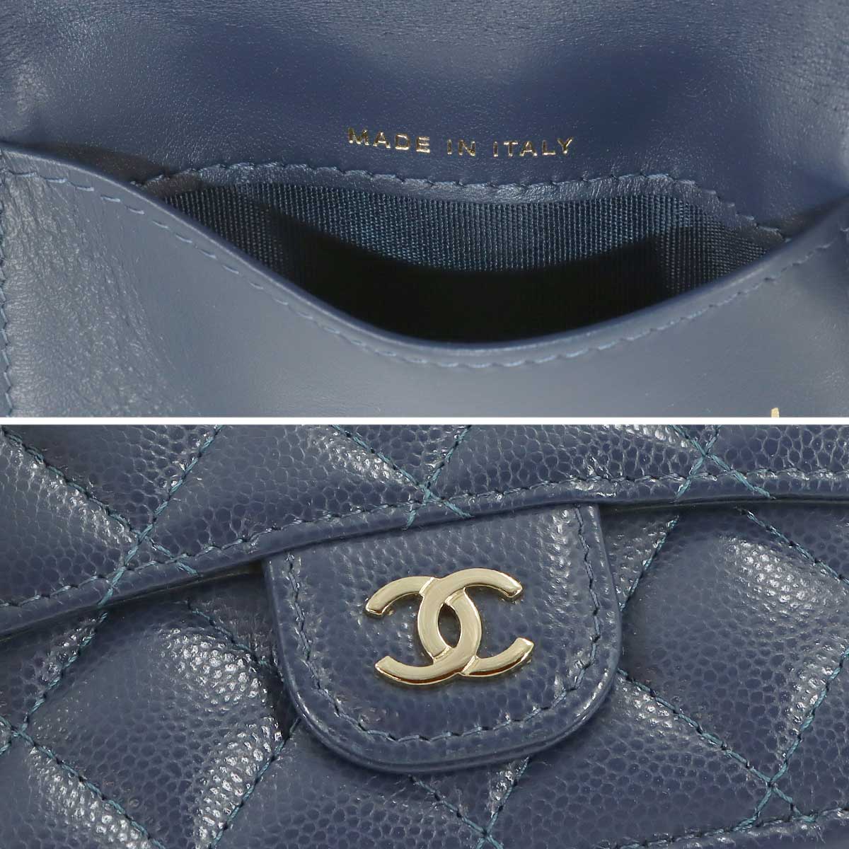 Matelasse Compact Wallet Leather Navy AP0230 Purse