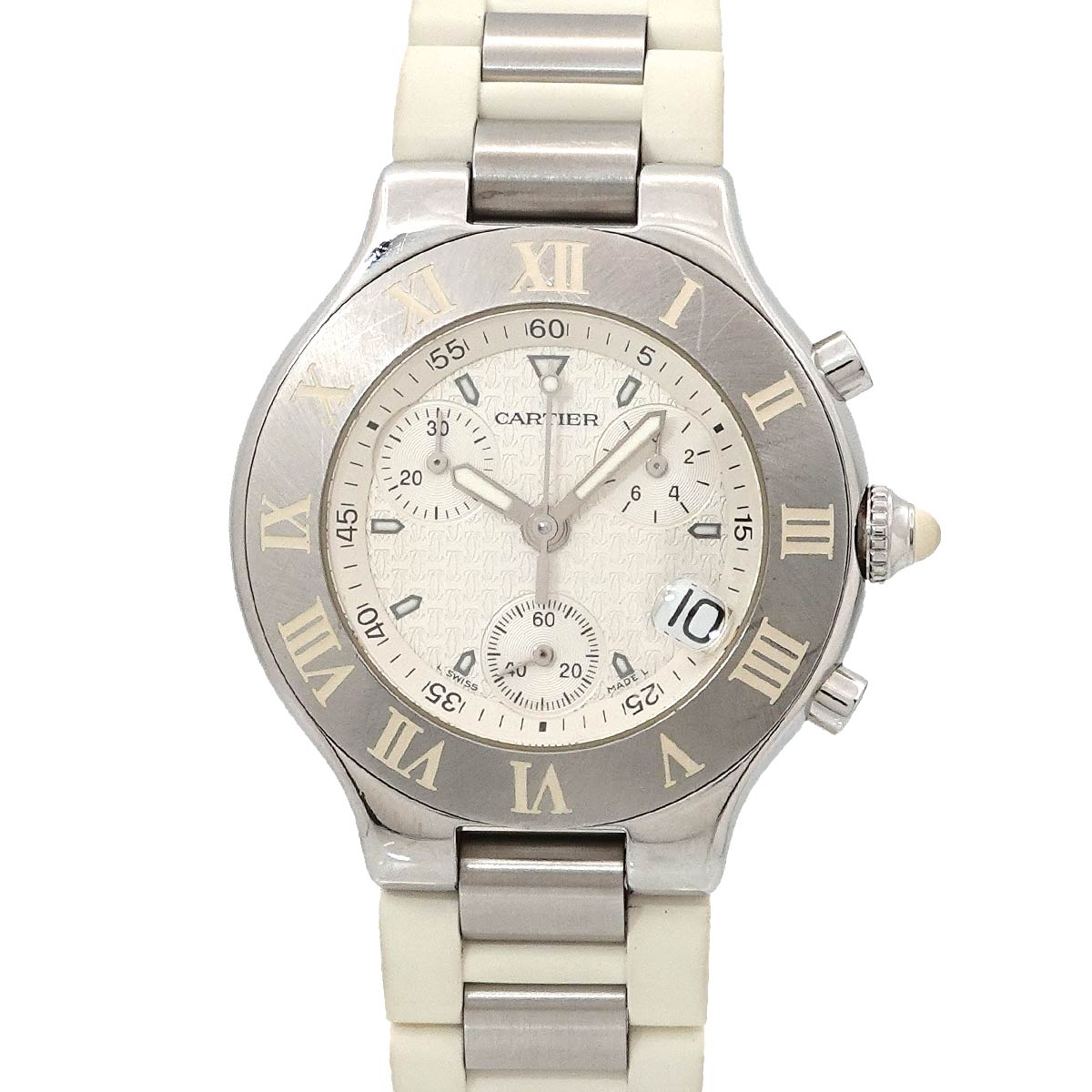 Must 21 Chronoscaph W10184U2 Date Quartz White Dial Mens