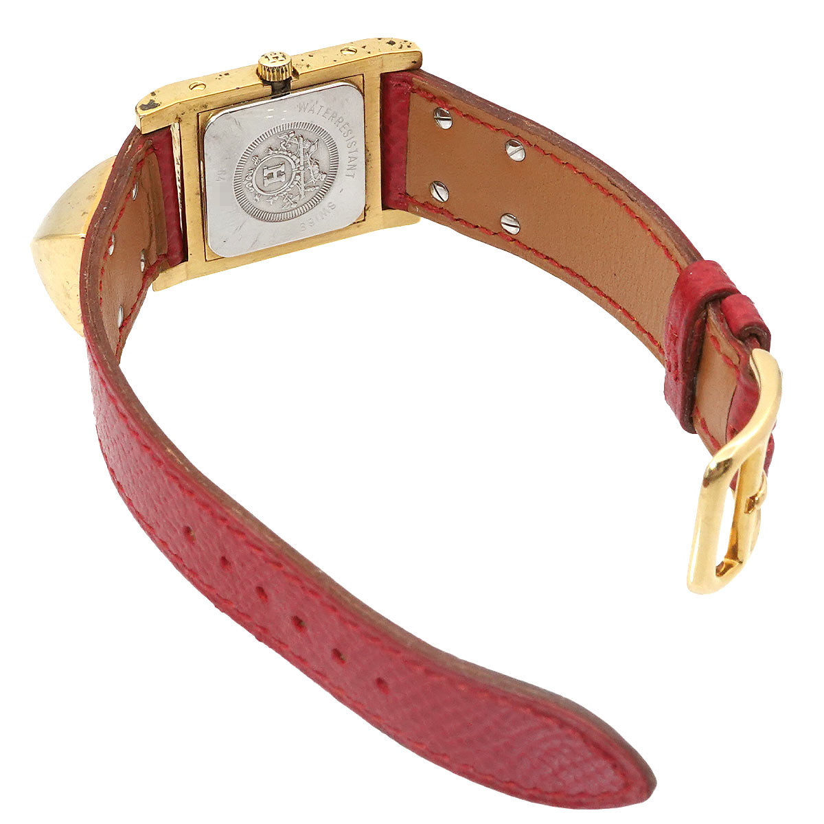 Medor Vintage pyramid Gold studs Quartz White Dial Ladies