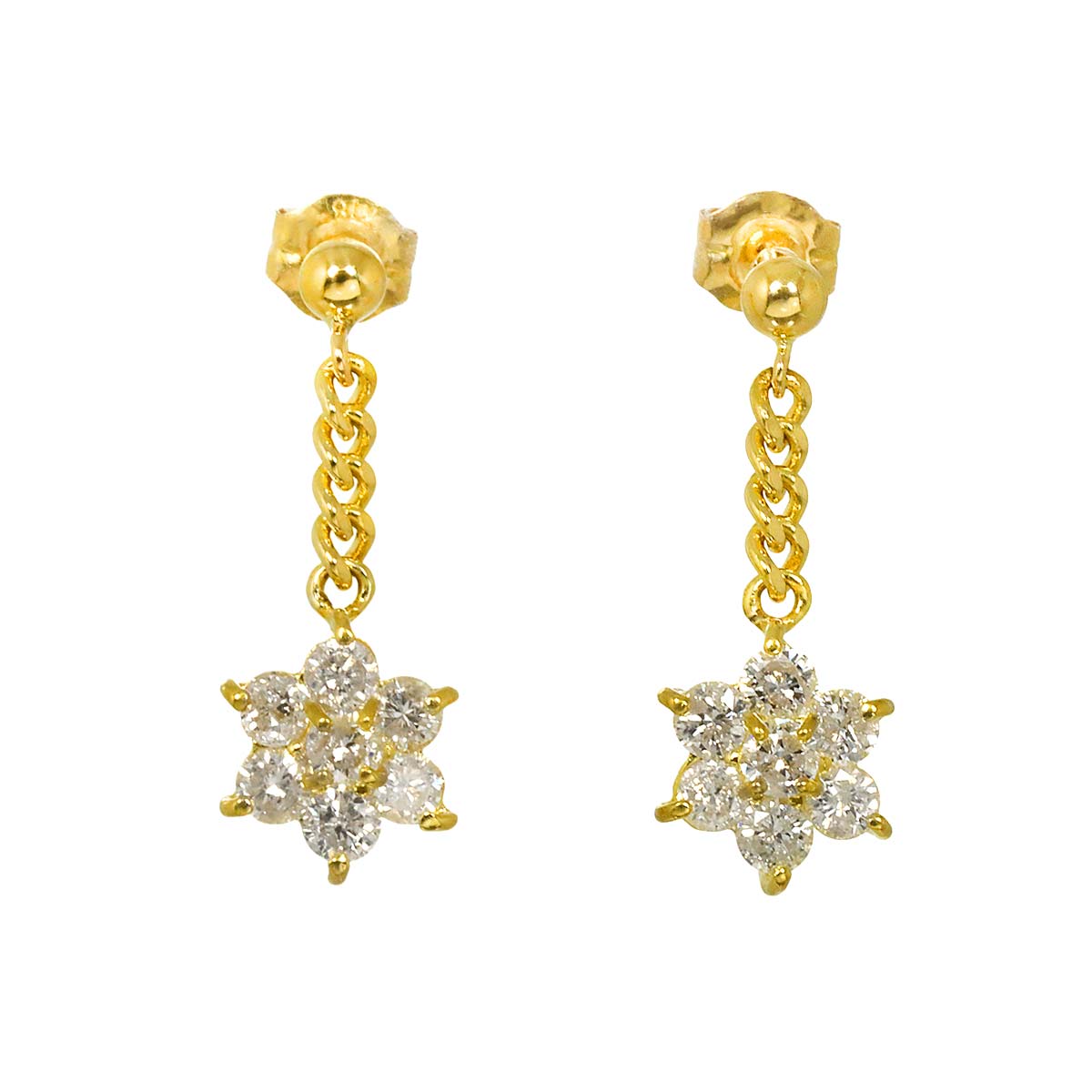 Diamond 0.31ct/0.31ct Earrings Pierced 18K YG Yellow Gold 750