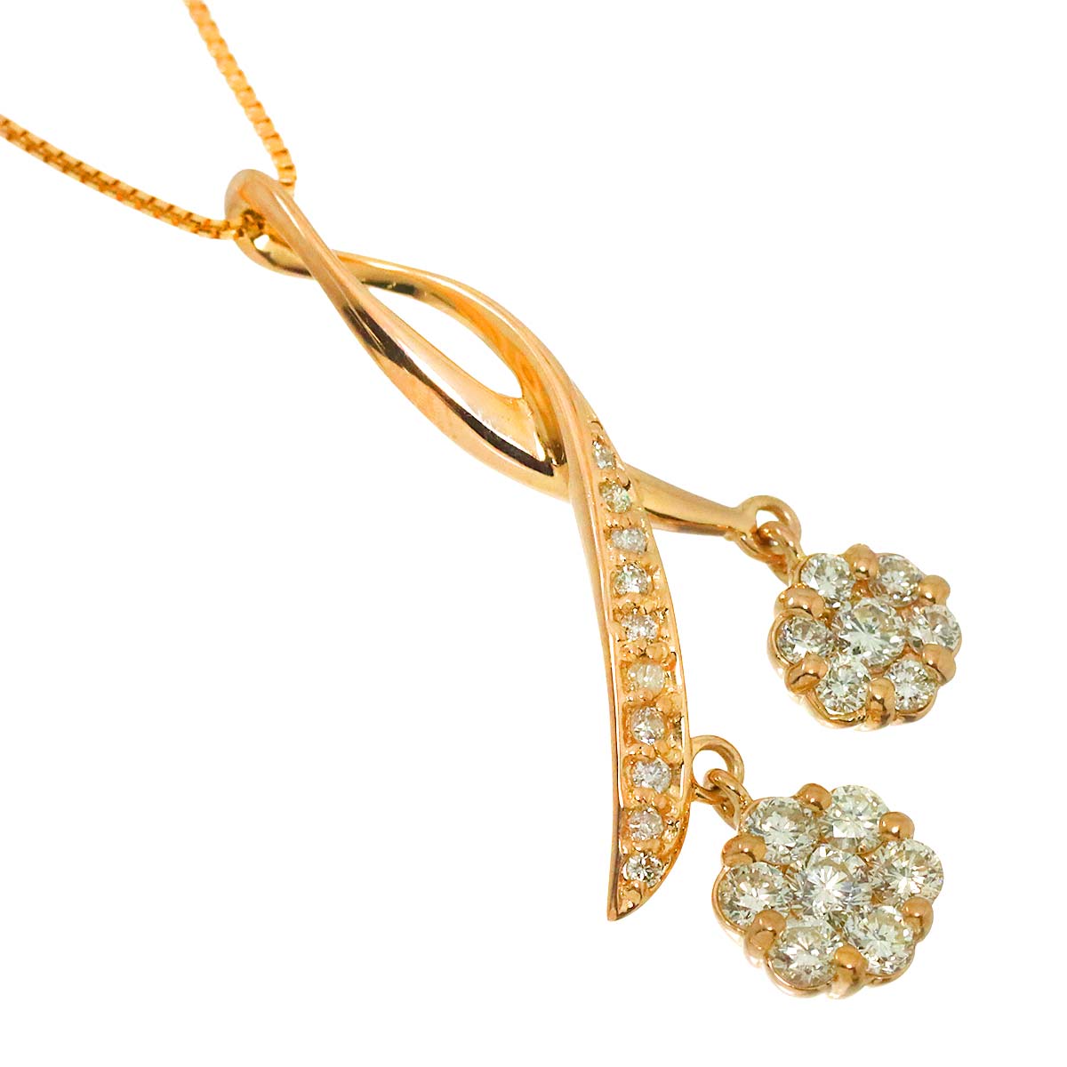 Diamond 0.53ct Necklace 18K K18 PG Pink Gold