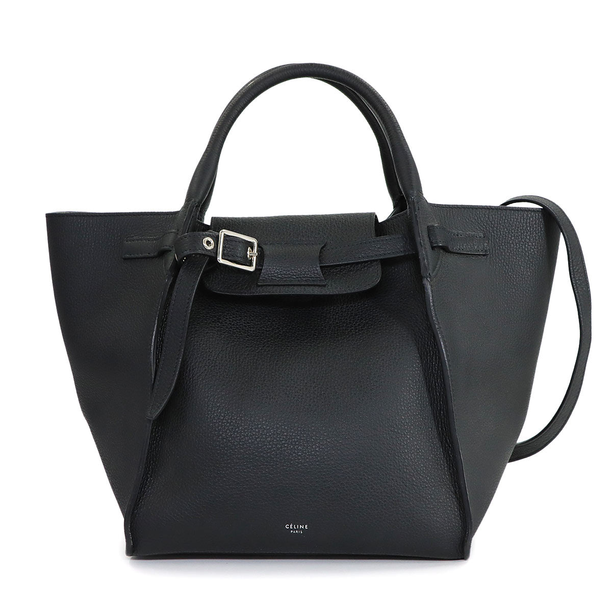 Big Bag Small With Longstrap Hand Shoulder Bag Leather Black