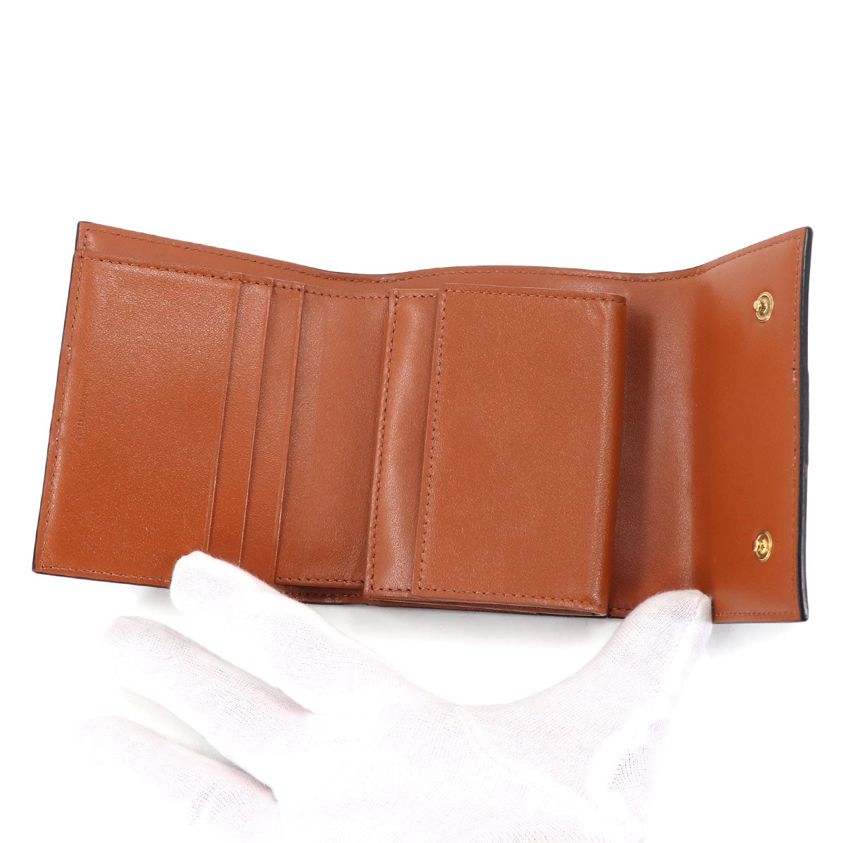Triomphe Small Trifold Wallet PVC Tan Black Brown 10D572BZ9
