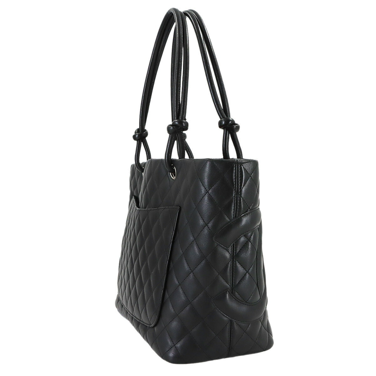 Cambon Line Large Tote Bag Leather Black A25169 Purse