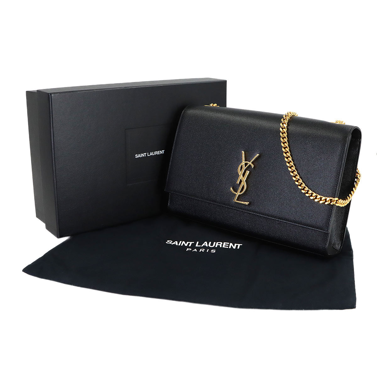 Kate Large Chain Shoulder Bag Leather Black 446752