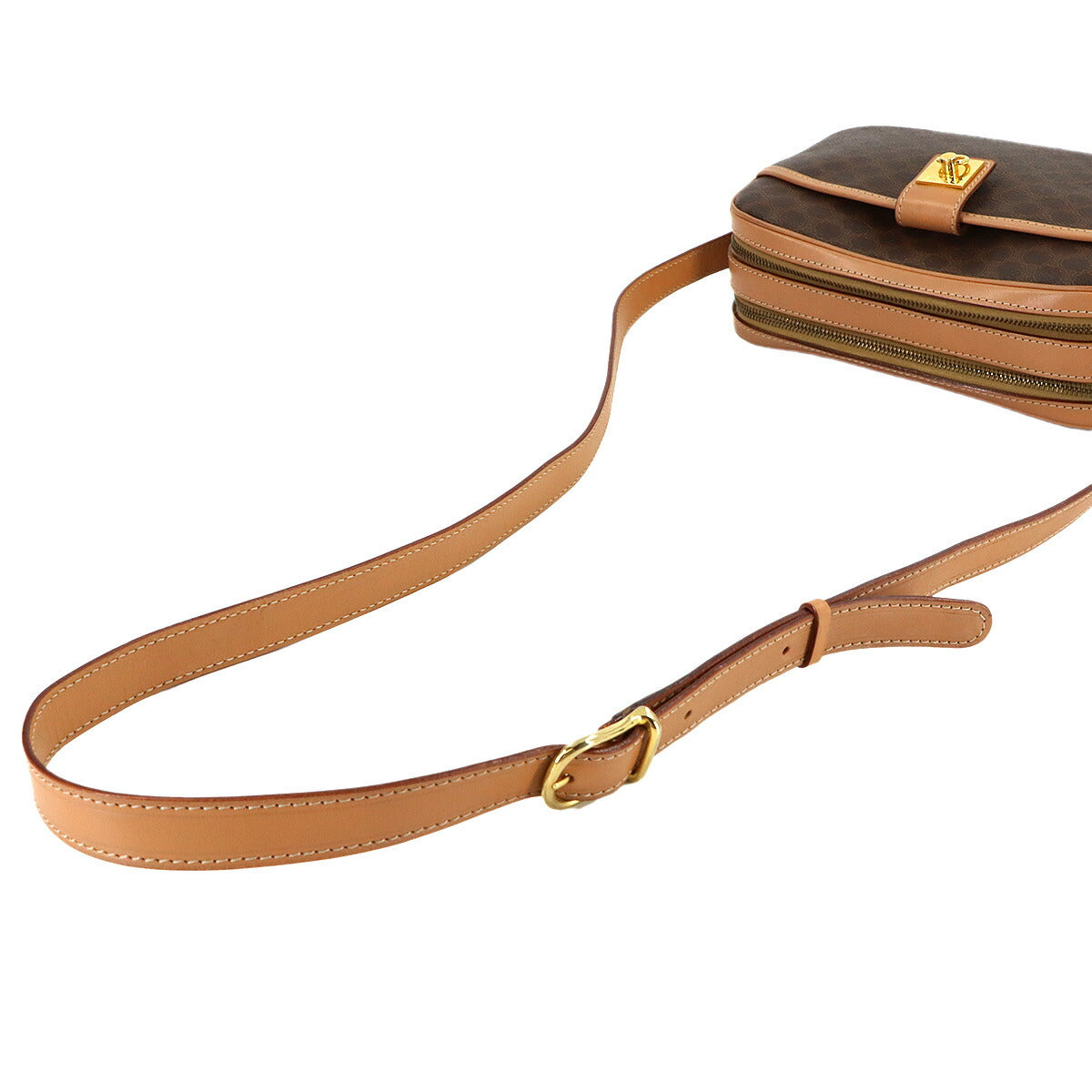 Macadam Shoulder Bag Leather PVC Brown Vintage Purse