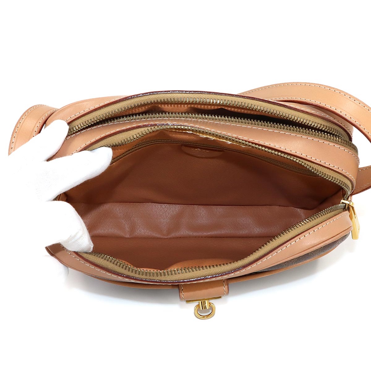 Macadam Shoulder Bag Leather PVC Brown Vintage Purse
