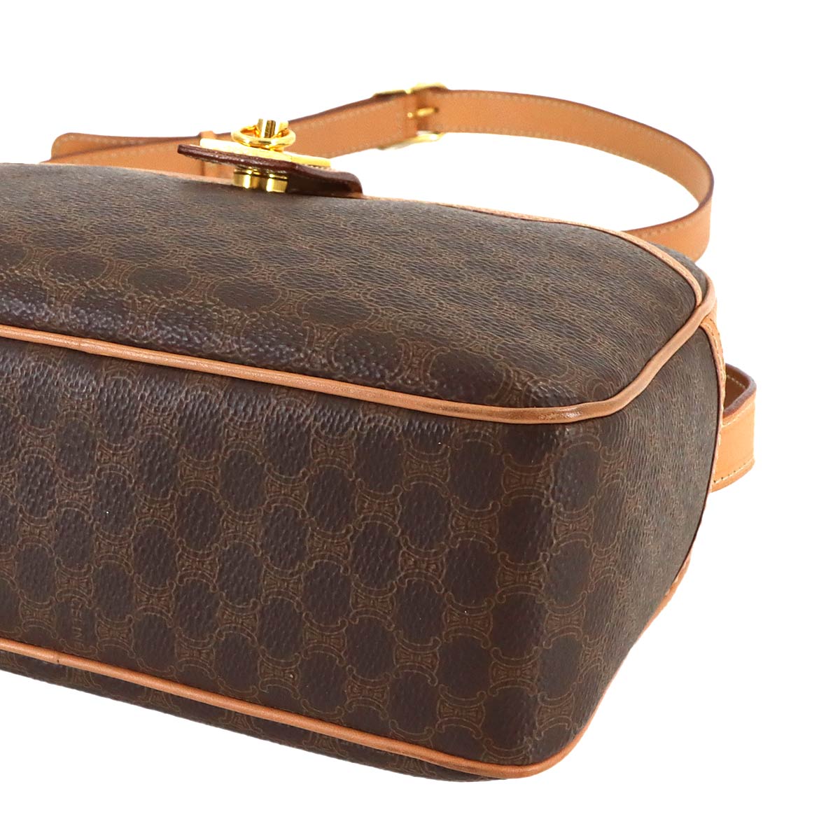 Macadam Shoulder Bag Leather PVC Brown Vintage Purse